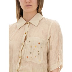 COTTON GAUZE SHIRT WITH APPLIQUÉS