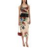 FLOWER PRINT SATIN MIDI PENCIL SKIRT