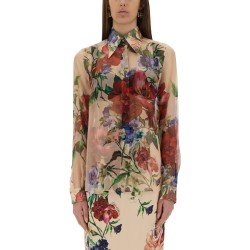 FLOWER PRINT CHIFFON SHIRT