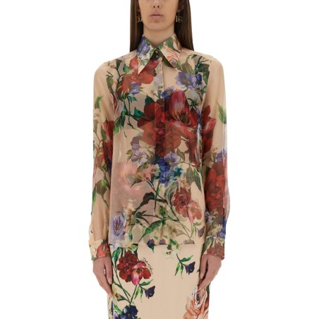 FLOWER PRINT CHIFFON SHIRT