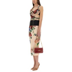 FLOWER PRINT MARQUISETTE AND CHIFFON BUSTIER TOP