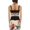 FLOWER PRINT MARQUISETTE AND CHIFFON BUSTIER TOP