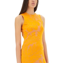 DÉVORÉ STRETCH JERSEY DRESS WITH CUT-OUT