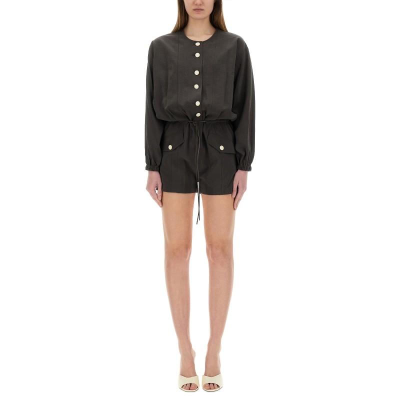 SHORT SILK CANVAS JUMPSUIT
