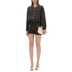 SHORT SILK CANVAS JUMPSUIT