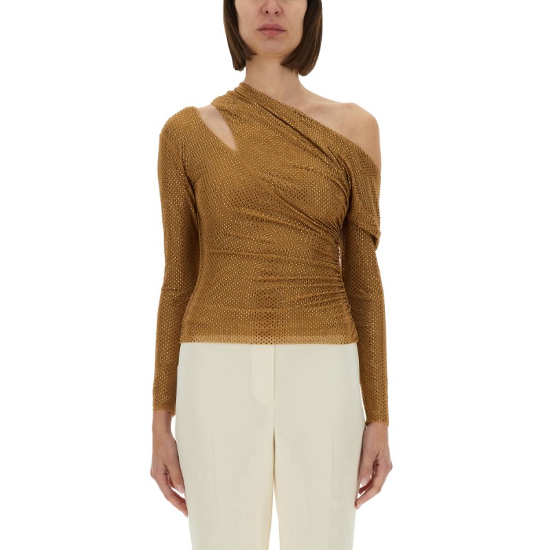 DRAPED TOP WITH RHINESTONES