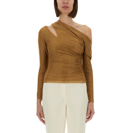 DRAPED TOP WITH RHINESTONES