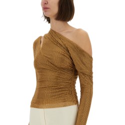 DRAPED TOP WITH RHINESTONES