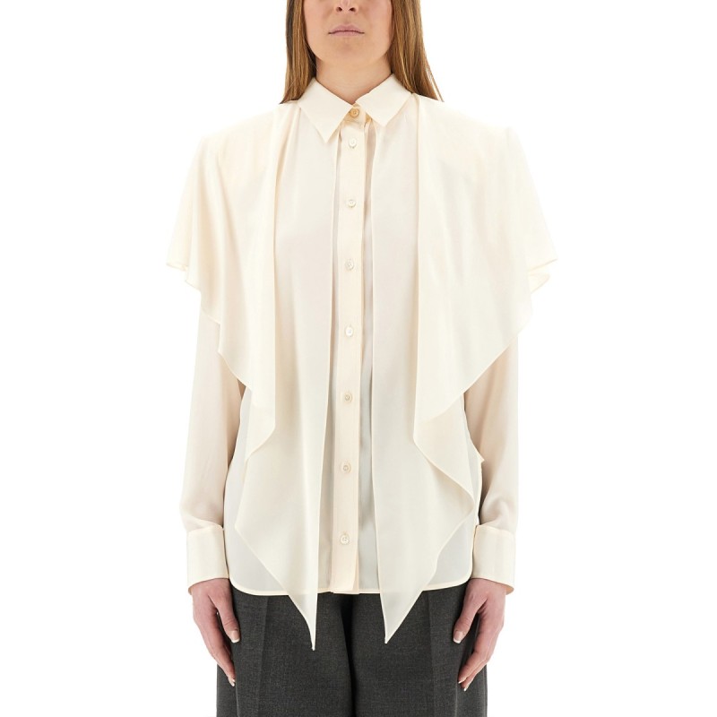 SEMI-TRANSPARENT SHIRT WITH LAYERED PANEL
