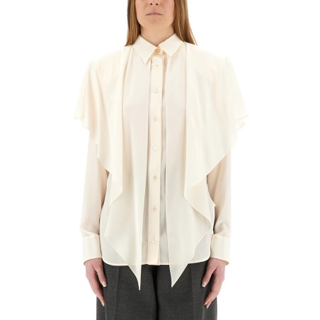 SEMI-TRANSPARENT SHIRT WITH LAYERED PANEL