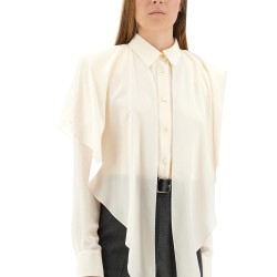 SEMI-TRANSPARENT SHIRT WITH LAYERED PANEL