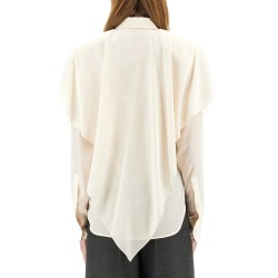 SEMI-TRANSPARENT SHIRT WITH LAYERED PANEL