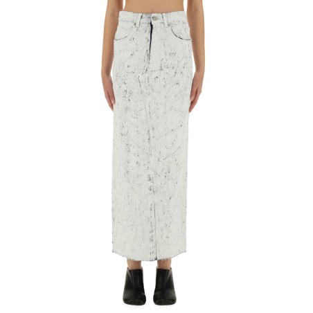 HAND-PAINTED DENIM LONG SKIRT