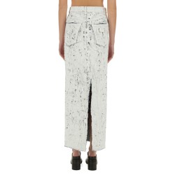 HAND-PAINTED DENIM LONG SKIRT