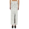 HAND-PAINTED DENIM LONG SKIRT