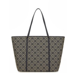 T MONOGRAM ZIPPERED SHOPPING BAG