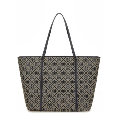 T MONOGRAM ZIPPERED SHOPPING BAG