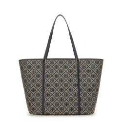T MONOGRAM ZIPPERED SHOPPING BAG