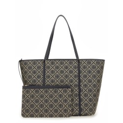 T MONOGRAM ZIPPERED SHOPPING BAG