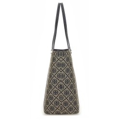 T MONOGRAM ZIPPERED SHOPPING BAG