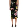 PEONY AND ROSE PRINT CHARMEUSE LONGUETTE SKIRT