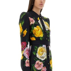 PEONY AND ROSE PRINT CHEMISE LONGUETTE DRESS