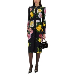PEONY AND ROSE PRINT CHEMISE LONGUETTE DRESS