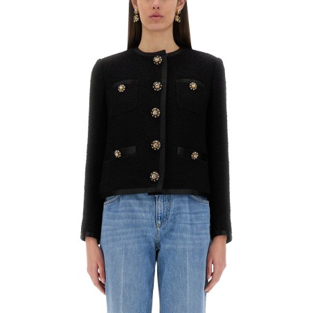 SINGLE-BREASTED TWEED BOUCLÉ SHORT JACKET