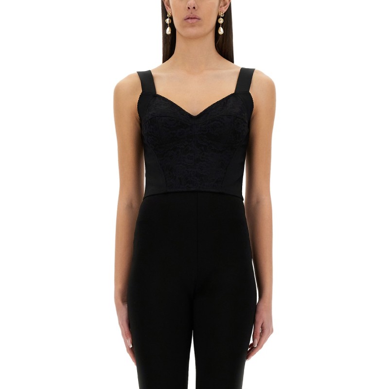 JACQUARD AND LACE SHEATH CORSETRY BUSTIER
