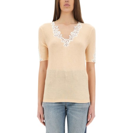 TOP WITH LACE NECKLINE