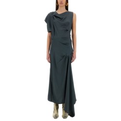 ASYMMETRICAL DRAPED MIDI DRESS