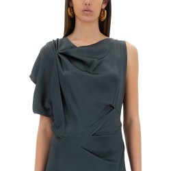 ASYMMETRICAL DRAPED MIDI DRESS