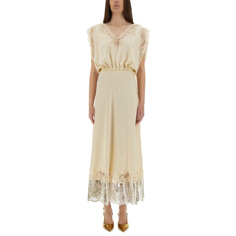 MIDI DRESS WITH LACE INLAYS
