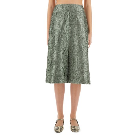 RUCHED SATIN MIDI SKIRT