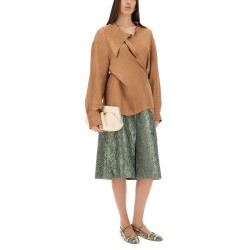 RUCHED SATIN MIDI SKIRT