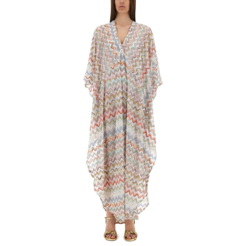 LONG CAFTAN WITH ZIG ZAG LAMÉ 3D