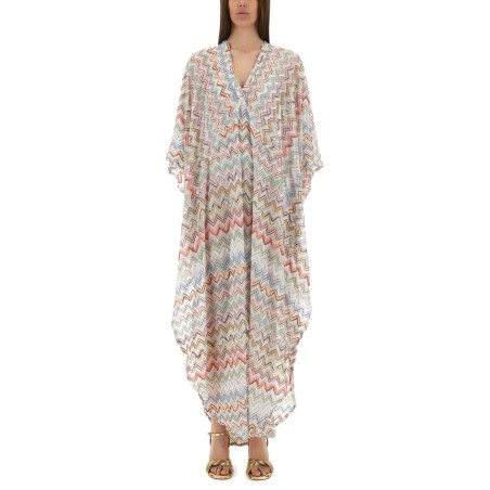 LONG CAFTAN WITH ZIG ZAG LAMÉ 3D