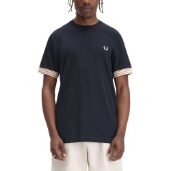T-SHIRT WITH STRIPED MANIHE BORDER