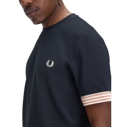 T-SHIRT WITH STRIPED MANIHE BORDER