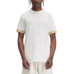T-SHIRT WITH STRIPED MANIHE BORDER
