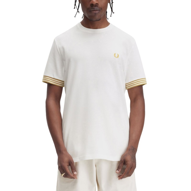 T-SHIRT WITH STRIPED MANIHE BORDER