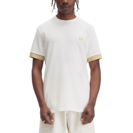T-SHIRT WITH STRIPED MANIHE BORDER