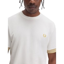 T-SHIRT WITH STRIPED MANIHE BORDER