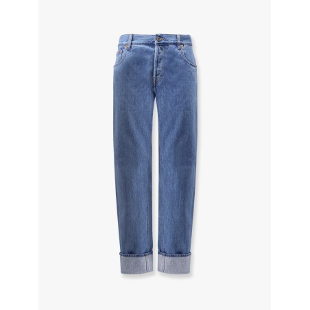 Jeans with cuff and Gucci Web detail