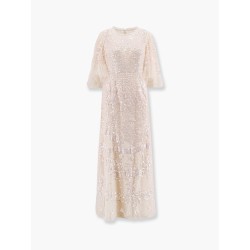 Tulle long dress with all-over sequins