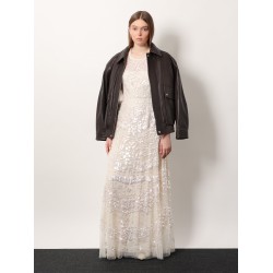 Tulle long dress with all-over sequins