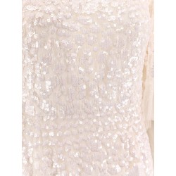 Tulle long dress with all-over sequins