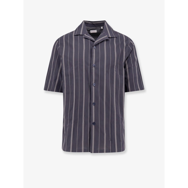 Cotton shirt with striped motif