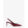 Leather decolletè slingback with metal logo