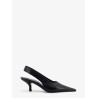 Leather decolleté slingback
